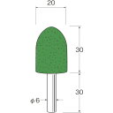 リューター　軸付フェルトバフ砲弾型幅 （mm） 30 （品番:F4720） （注番1281821）・ （送料別途見積り,法人・事業所限定,取寄）