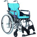 カワムラ 【非課税】アルミ製標準型自走用車いすKMD-A22-42S-Mライトブルー (品番:KMDA2242SMNO83)(注番1373452)・(送料別途見...