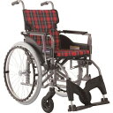 カワムラ 【非課税】アルミ製標準型自走用車いすKMD-A22-40S-M赤チェック (品番:KMD-A22-40S-M-A10)(注番1373455)・(送料別...