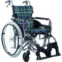 カワムラ 【非課税】アルミ製標準型自走用車いすKMD-A22-42-M緑チェック (品番:KMDA2242MA9)(注番1373466)・(送料別途見積り,法人...
