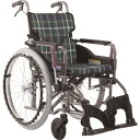 カワムラ 【非課税】アルミ製標準型自走用車いすKMD-A22-40-M緑チェエク (品番:KMD-A22-40-M-A9)(注番1373472)・(送料別途見積...