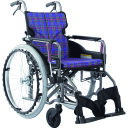 カワムラ 【非課税】アルミ製標準型自走用車いすKMD-A22-42-M紫チェック (品番:KMDA2242MA11)(注番1373476)・(送料別途見積り,法...