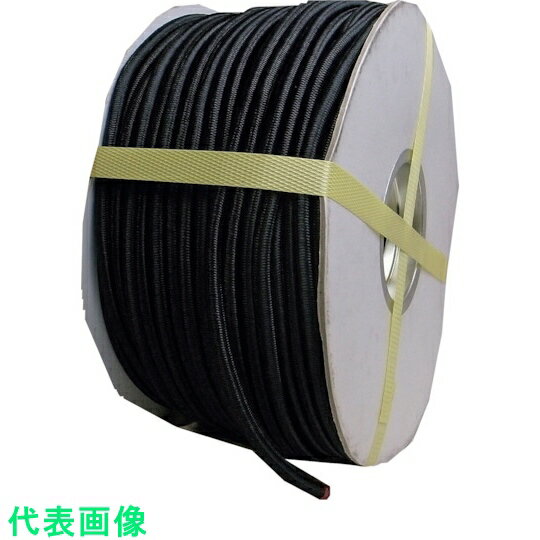 まつうら　丸ゴムロープ　約7mmΦ×100m　黒　ドラム巻 （品番:MGR-7X100-BK）（注番