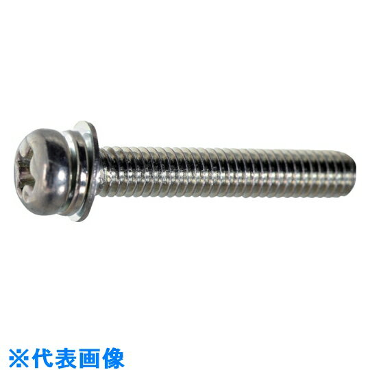 TRUSCO　ナベ頭座金組込ねじ　P＝4　三価白　M4×10　450本入　（ばね座金＋JIS小形ワッ