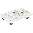 TRUSCO 樹脂製平台車 ルートバンメッシュタイプ 615X415 4輪自在 ストッパー付 白 (品番:MPK-600JS-W)(注番4144490)