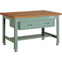 TRUSCO 中荷重作業台(2000kg)DW型 1200X750XH740 2列引出付 グリーン色 (品番:DW-1200FL2)(注番4668316)・(法人・事業所限定,直送元)