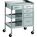 TRUSCO SUS304製引出付ワゴン 600X450 両引き引出5段 (品番:SUD-645D)(注番4676033)・(送料別途見積り,法人・事業所限定)...
