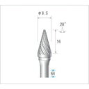 ナカニシ チタンコート超硬カッター テーパー型 ダブルカット φ9.5×16×軸φ6 28° (品番:21546)(注番4762207)