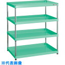 TRUSCO スチールラック フェニックスワゴンラック型 抗菌600X400 4段 ヤンググリーン (品番:PEW-R1264-YG)(注番4885252)・(送料別途見積り,法人・事業所限定)(3)