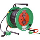 □NICHIDO 電工ドラム 防雨・防塵型びっくリール100V 温度センサー付 過負荷漏電保護兼用ブレーカー付 50m (品番:RBW-EK50S)(注番501...