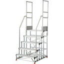 TRUSCO アルミ製作業用踏台 グレーチングタイプ 5段 高さ1.5m 天板寸法1000×400 段高300mm 階段両手すり付き (品番:TSFGR-510...