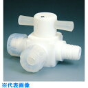 フロンケミカル フッ素樹脂(PTFE)オス三方バルブ圧入型 12φ×R3/8 (品番:NR0012-004)(注番7344392)・(送料別途見積り,法人・事業...
