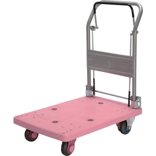カナツー　静音［［R下］］プラ　150　ドラムブレーキ付　折畳式　ピンク （品番:PLA150-DX-DB-P）（注番7921250）・（送料別途見積り,法人・事業所限定）【大型】(4)