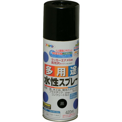 アサヒペン 水性多用途スプレー 420ML 黒 《6本入》 （品番:566058）（注番8249112×6）・（送料別途見積り,法人・事業所限定,取寄）