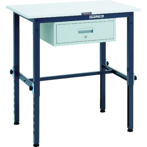 TRUSCO 軽荷重作業台高さ調節式(150kg)AEM型 900X600XH650~950 1段引出付 ダークグレー色 (品番:RAEM-0960F1-DG)(注番8688731)・(法人・事業所限定,直送元)
