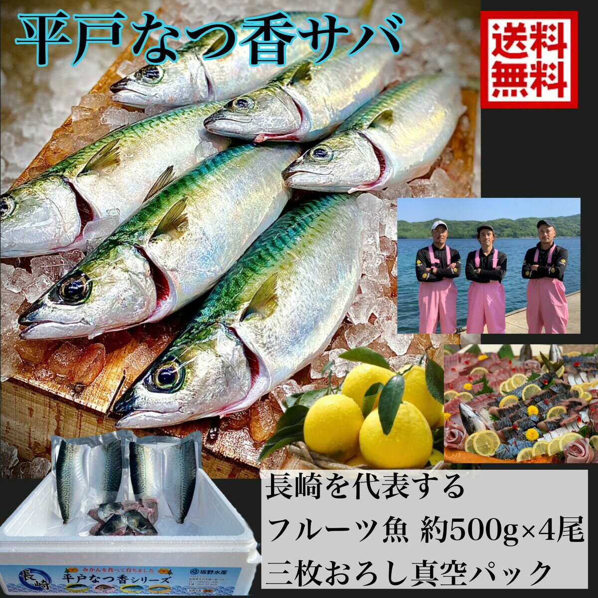 青空レストラン に出た フルーツ魚 送料無料　平戸なつ香サバ　約500g×4尾　三枚おろし (真空パック)刺身 で フィーレ 長崎を代表する フルーツ 魚 鯖 活〆 生サバ 青空レストラン 兄弟　母の日ギフトのサムネイル