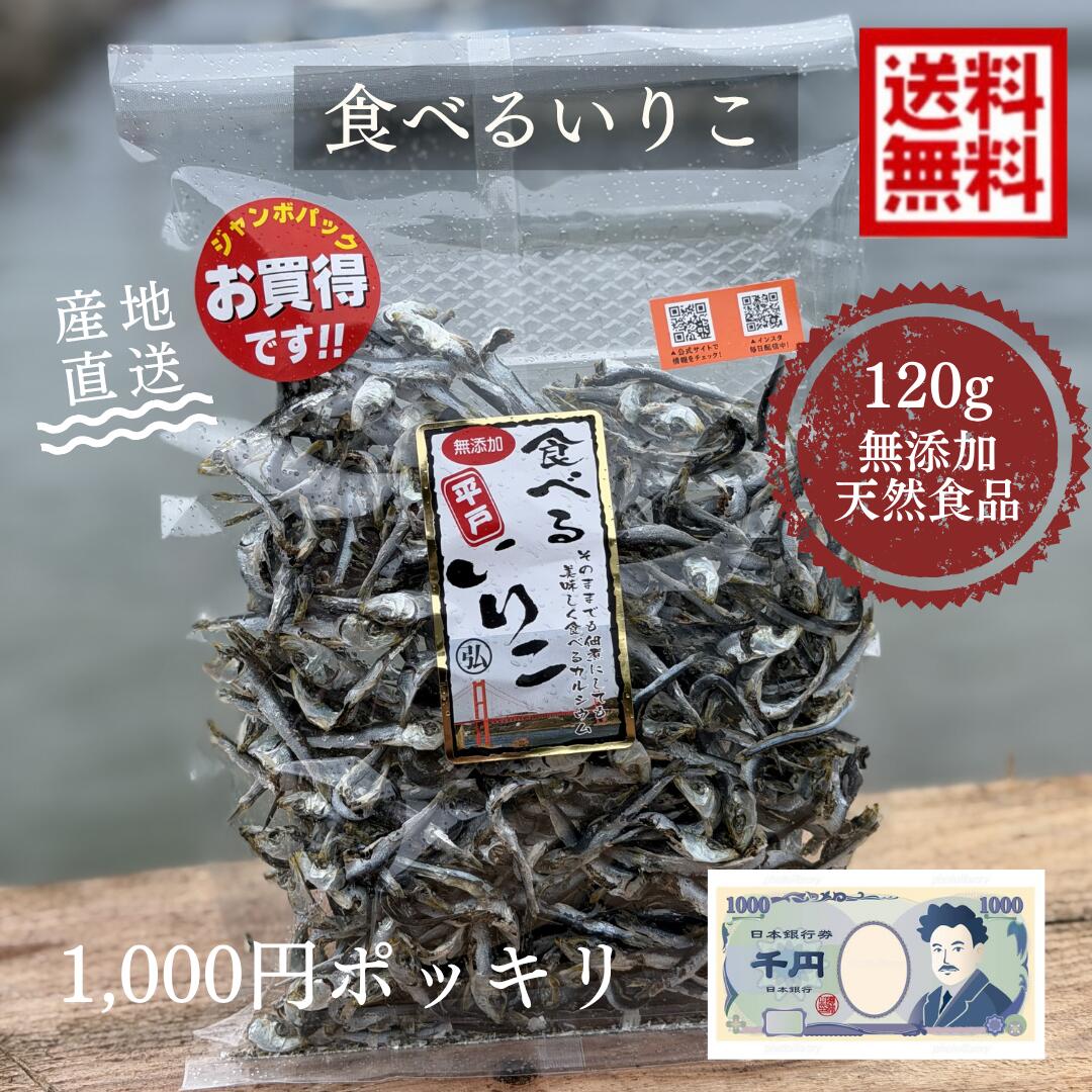 数量限定 1000円ポッキリ 送料無料 無添加食べるいりこ 120g いりこ カルシウム たっぷり