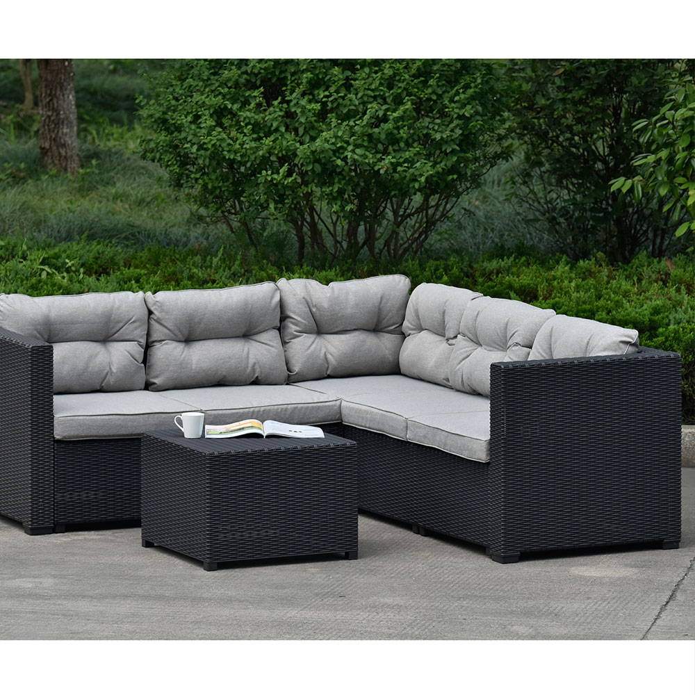 【ネジなし】ガーデンファニチャー 5人掛け ラタン調 雨ざらし ガーデンテーブル ガーデンチェアー ラ..