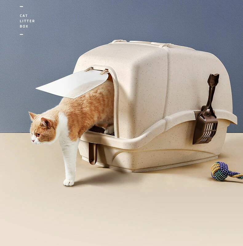 送料無料 猫 トイレ キャットトイレ 散らかりにくい ネコトイレ 本体 フルカバー 猫トイレ お掃除簡単 ..