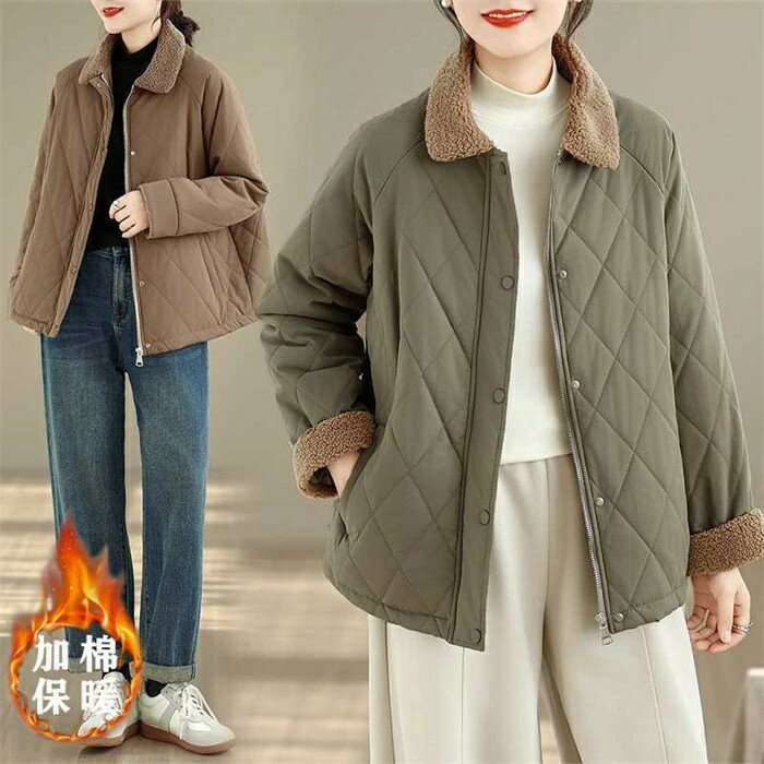 キルティング ジャケット 中綿 ジャケット レディース 秋 冬 ボア襟 ブルゾン 無地 中綿 コート 折り襟 ジャケット ライトアウター アウター コート キル...