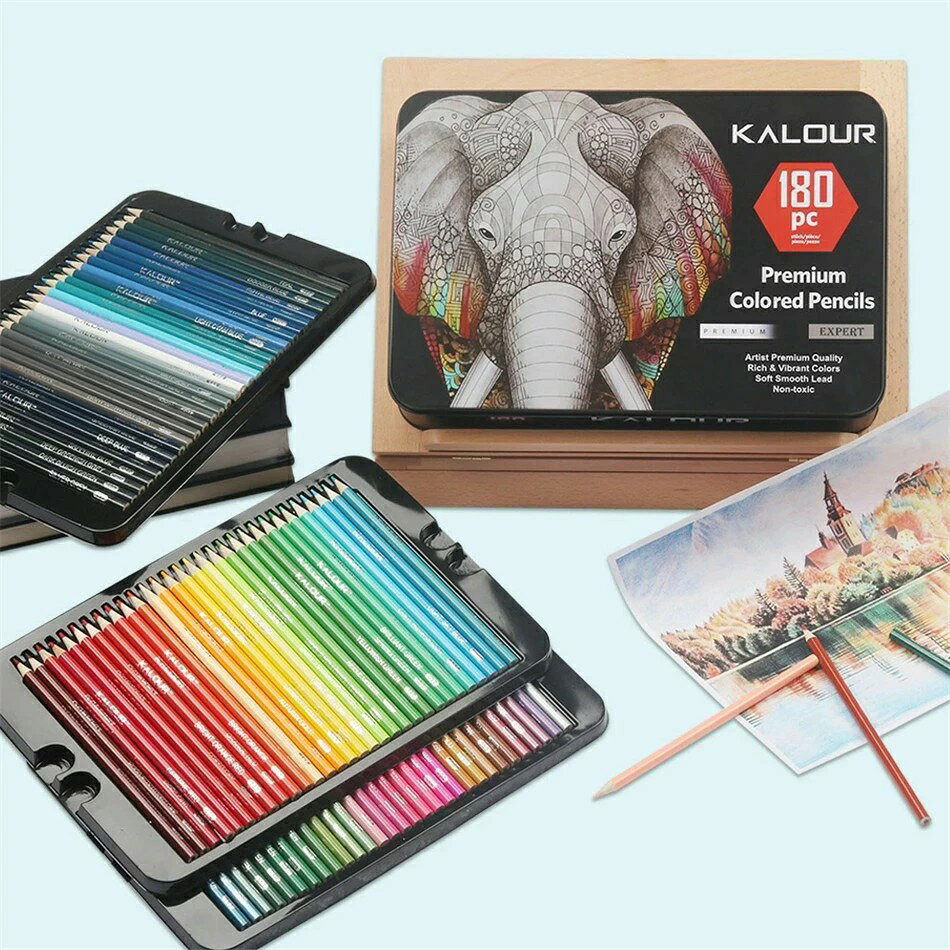 【180色セット】色鉛筆 180色セット 油性色鉛筆 プロ専用 ソフト芯色鉛筆セット 収納ケース付き 油性色鉛筆セット 子供から大人の塗り絵 お絵かき デッサン アナログ 画材 子ども 大人気 人気ギフト 贈り物 誕生日プレゼント 女の子 男の子 趣味 想像力アップ sakatsukustore-10001167 サカツクストア サンプル画像3