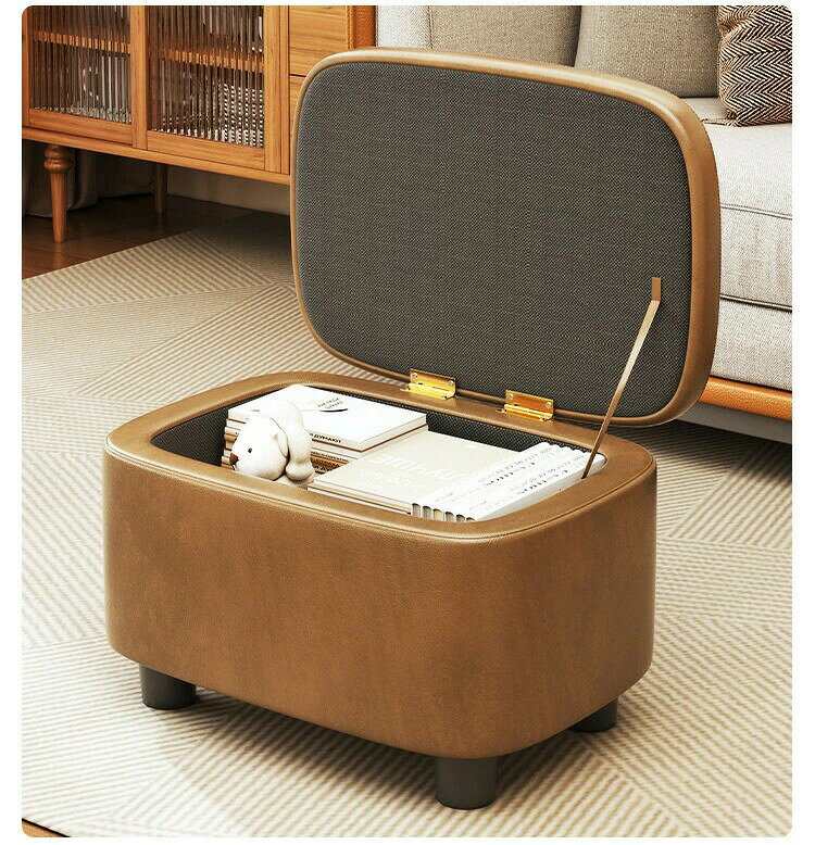 北欧 脚付き スツール 収納 完成品! 天然木を贅沢に使用 たっぷり収納 150kg耐荷重 水汚れに強い ボックス PU レザー 玄関 椅子 収納 ベンチ 収納付 オットマン ワイドボックス 丸い 丸太 [3]