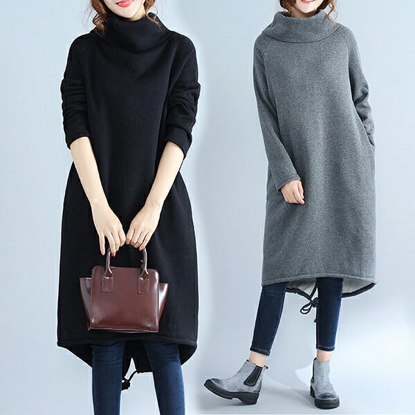 レディース ワンピースファッションワンピース ロングワンピース ゆったり 暖かい 綺麗 あったか レディース 2色 ブラック グレー 秋 冬 M L XL 2XL