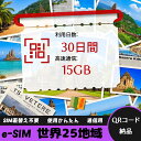 【ストレスなし】eSIM 大容量データ 高速通信 旅行・出張 短期滞在に最適 プリペイドeSIM 即納可能 格安モバイルデータ 30日間 合計15GB 世界25...