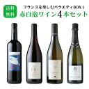 フランスを楽しむバラエティBOX-1 赤白泡ワイン4本セット(赤ワイン2本 白ワイン1本 白スパークリングワイン1本 750ml 4本 送料無料 北海道、沖縄は...
