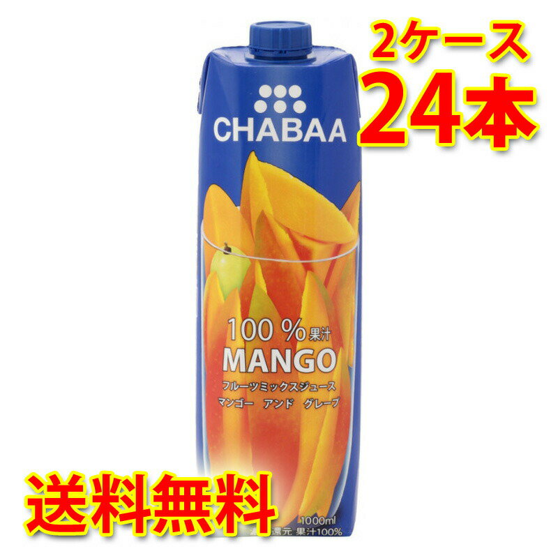 CHABAA チャバ 100% ミックスジュース マンゴー 1L 1000ml 12本入り 2ケース 合計24本 送料無料 北海道 沖縄は送料1000円加算 代引不可 同梱不可 日時指定不可