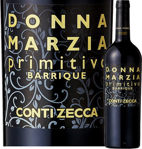 ドンナ・マルツィア プリミティーヴォ オーク樽熟成　赤ワイン・辛口　ミディアム・フルボディ・中重口　750mlアジィエンダ・アグリコーラ・コンティ・ゼッカ　Azienda Agricola Conti Zecca　Donna Marzia Primitivo Barrique