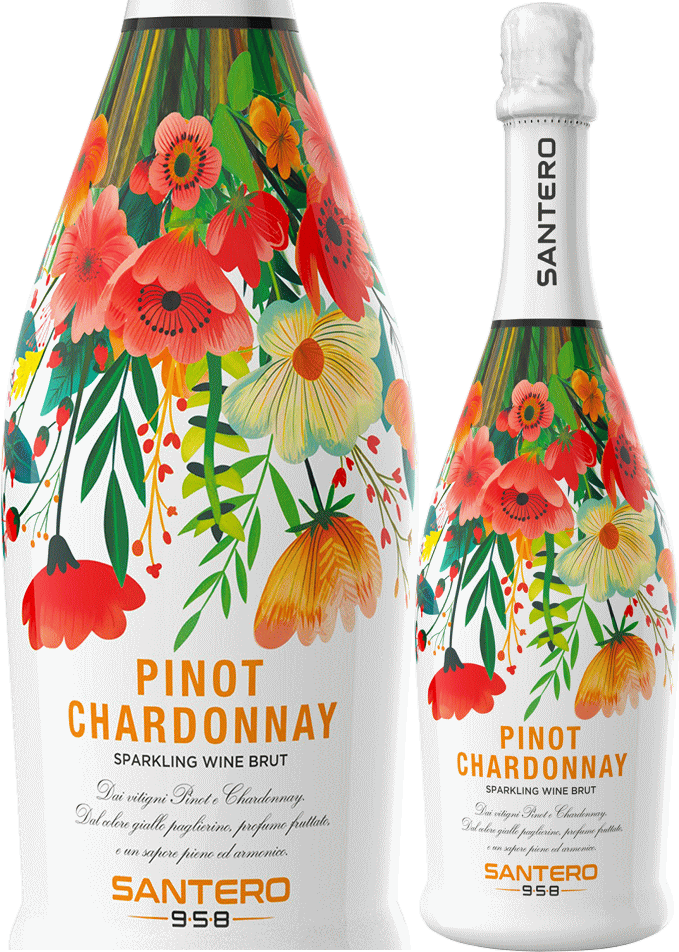 サンテロ ピノ・シャルドネ フラワーボトル 辛口スパークリング 白 750ml スプマンテ