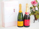 ヴーヴ・クリコ白ギフトボックス2本セット シャンパンヴーヴークリコブリュット(フランス)750mlスパークリング赤ワイン酵母の泡ベーリーAルージュ(山梨県)75...