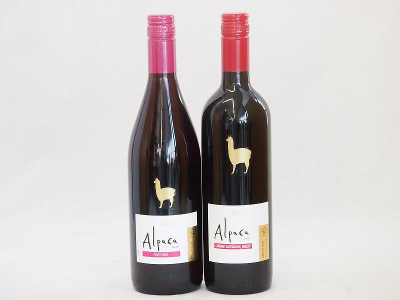 チリ産ワインアルパカ2本セット(赤ピノ・ノワール(ミディアムボディ) 赤カベルネ・メルロー(ミディアムボディ)) 750ml×2本チリ産ワインアルパカ2本セット(赤ピノ・ノワール(ミディアムボディ) 赤カベルネ・メルロー(ミディアムボディ)) 750ml×2本