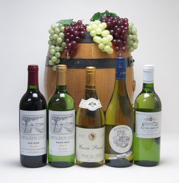 高品質フランスワイン5本セット(赤1本、白4本)で750ml×5本