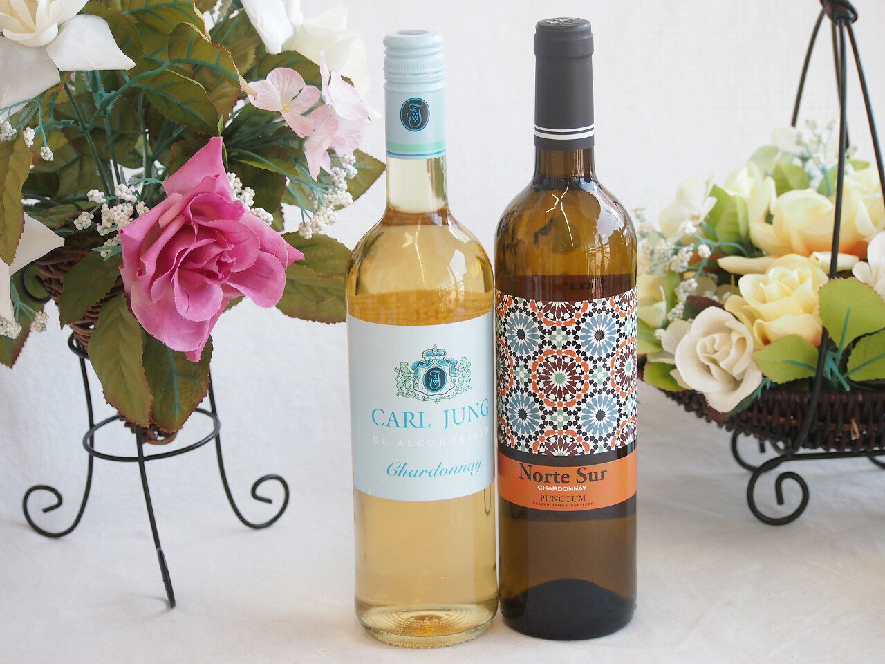 世界で香り愛される白葡萄シャルドネワイン2本セット(ノルテ スル(チリ) カールユング脱アルコール(ドイツ)) 750ml×2本