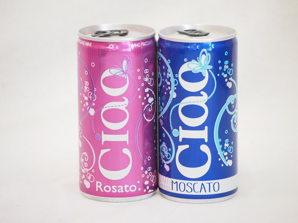 飲みきりイタリアワイン缶2本セット(チャオ モスカート 甘口微発泡白ワイン チャオ ロザート やや辛口微発泡ロゼワイン) 300ml×2本