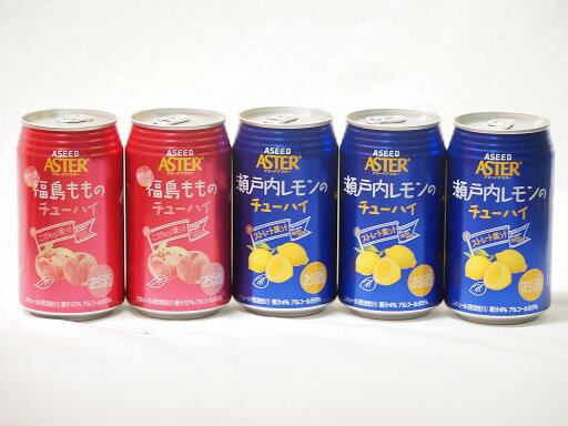 【最大2000円オフクーポン27日1:59迄】こだわり国産果汁5本セット(ストレート果汁瀬戸内レモンのチューハイ ストレート混濁果汁福島もものチューハイ) 350ml×5本