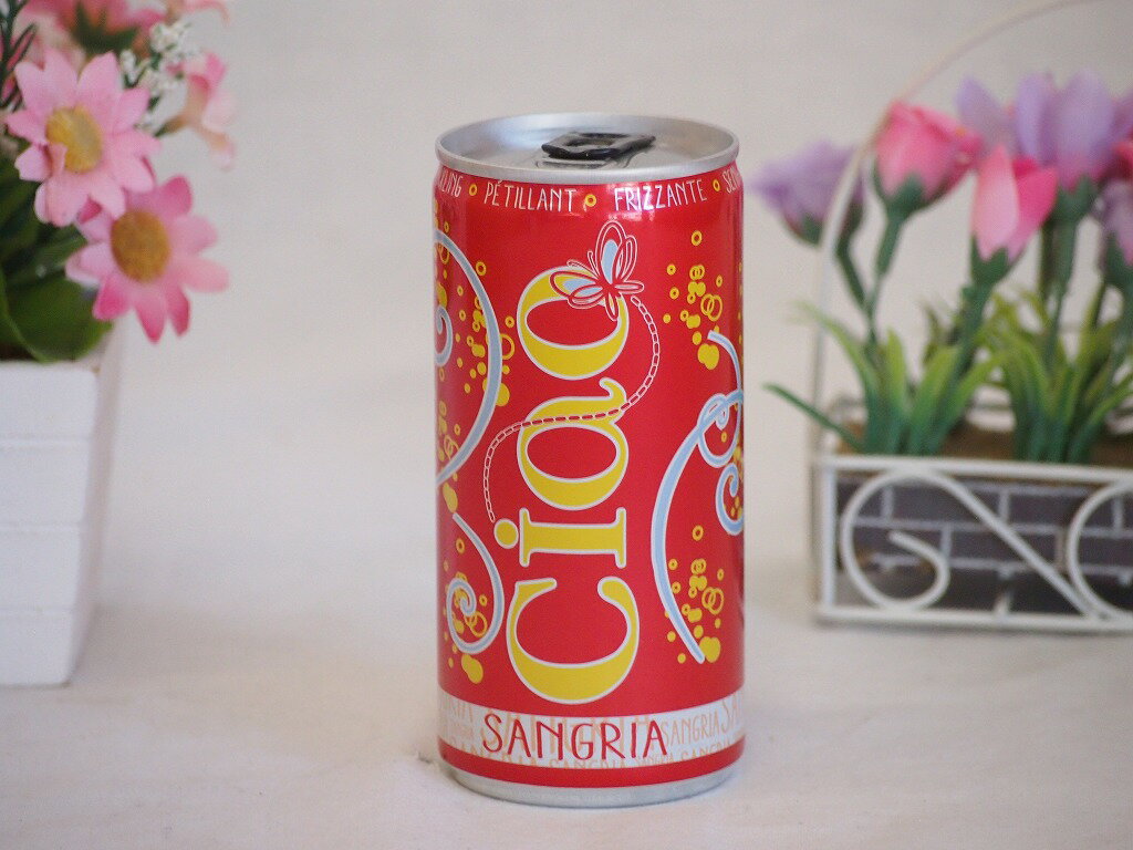 【最大2000円オフクーポン11日1:59迄】飲みきりイタリアワイン缶チャオ サングリア やや甘口微発泡赤ワイン 300ml×1本