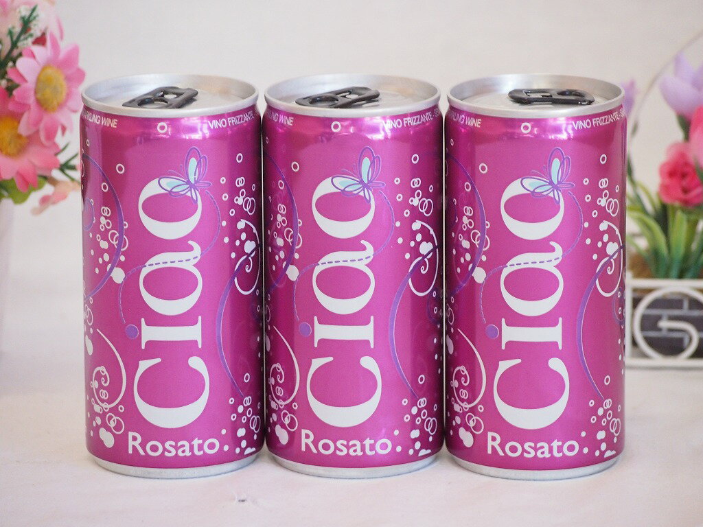 【最大2000円オフクーポン11日1:59迄】飲みきりイタリアワイン缶3本セット(チャオ ロザート やや辛口微発泡ロゼワイン) 200ml×3本