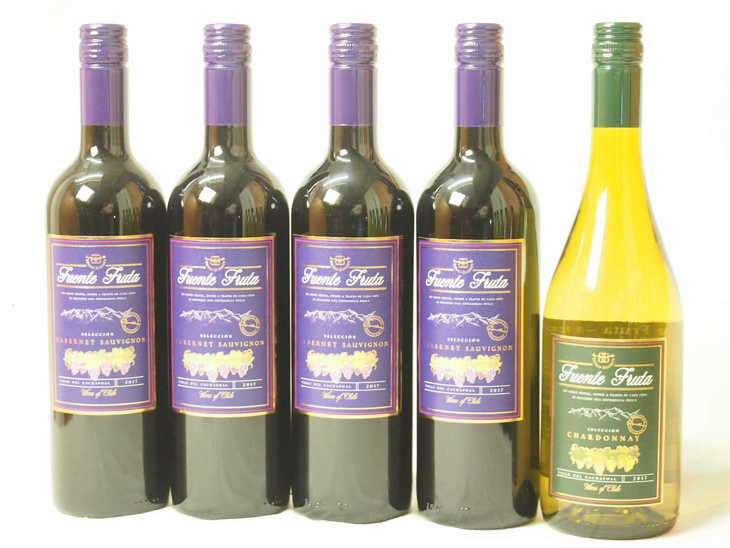 チリワイン赤白セット フエンテ(カベルネ赤ワイン4本 シャルドネ白ワイン1本)計5本