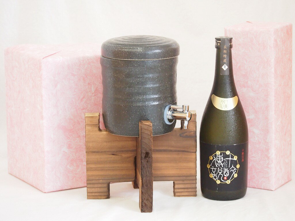 美濃焼焼酎サーバー 国産美濃焼 焼酎サーバー1200cc木代付セット(13.5×15.5cm 1.6kg)壱岐焼酎協業組合 麦焼酎十酔傳説 (長崎県) 720ml