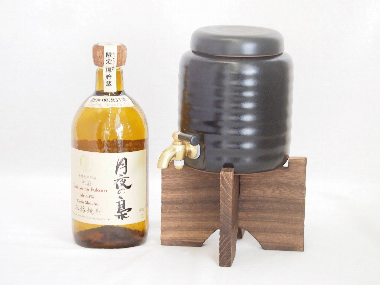 本格焼酎サーバー1000cc(18cm×24cm 1kg)セットとうもろこし樽貯蔵焼酎原酒月夜の梟43度(宮崎県) 720ml×1本
