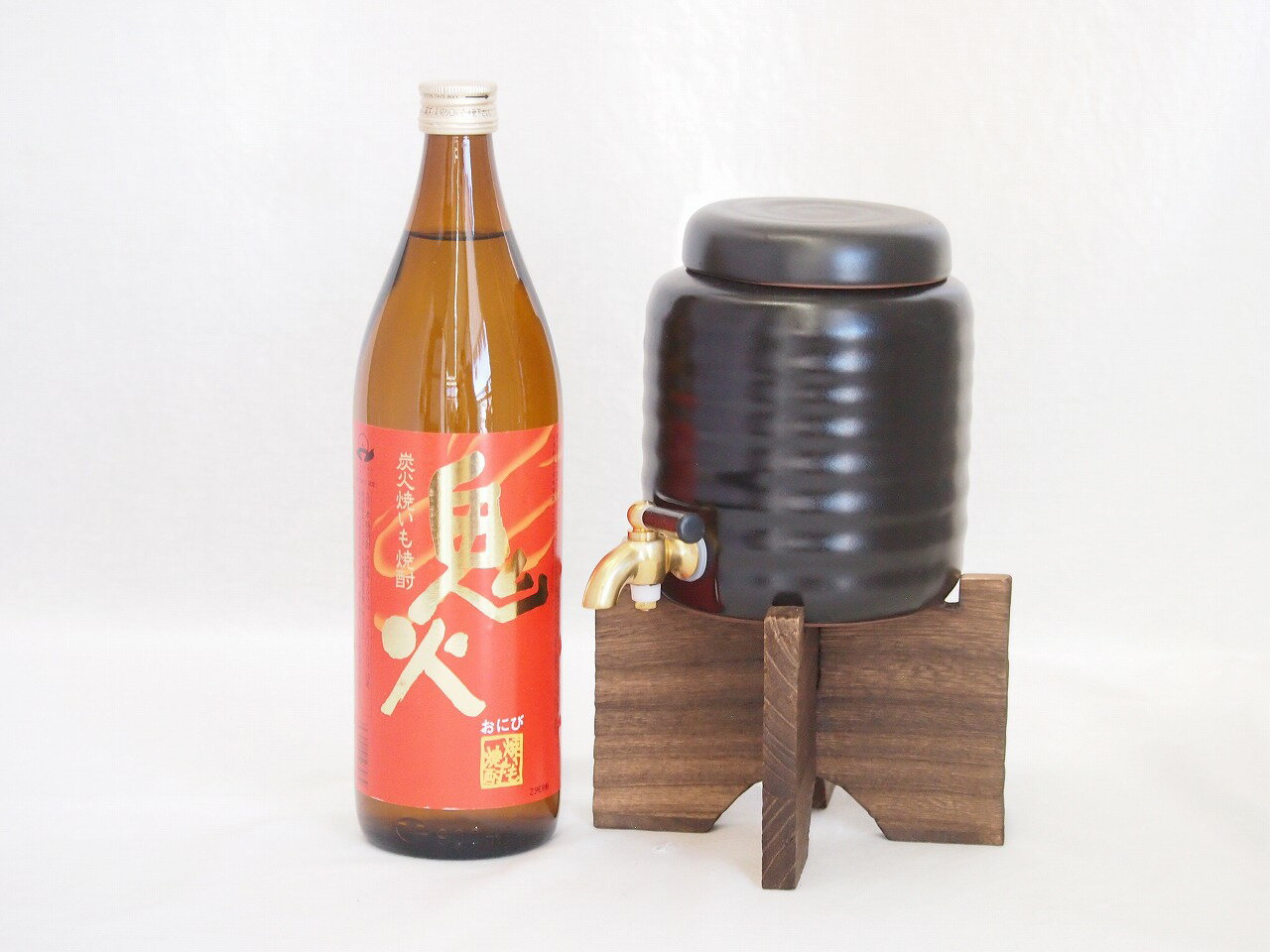 本格焼酎サーバー1000cc(18cm×24cm 1kg)セット田崎酒造 本格芋焼酎 炭火焼きいも使用鬼火 (鹿児島県) 900ml×1本