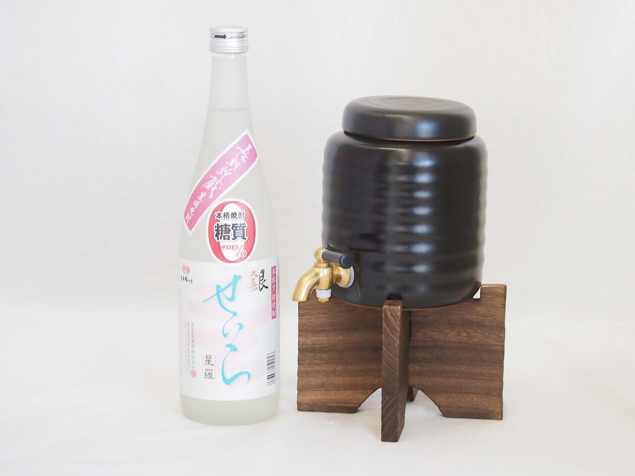 本格焼酎のギフト 楽天スーパーセール/本格焼酎サーバー1000cc(18cm×24cm 1kg)セット喜界島酒造 庵美黒糖焼酎せいら銀 (大分県) 720ml×1本