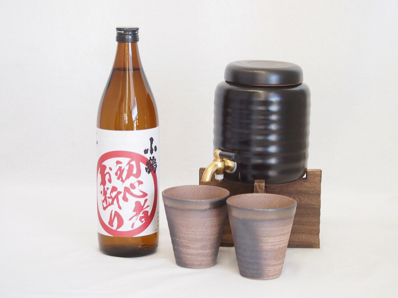 本格焼酎サーバー1000cc(18cm×24cm 1kg)三重県萬古焼き備前金彩ペアカップ(200ml×2個)小正醸造 芋焼酎 小鶴初心者お断り (鹿児島県) ...