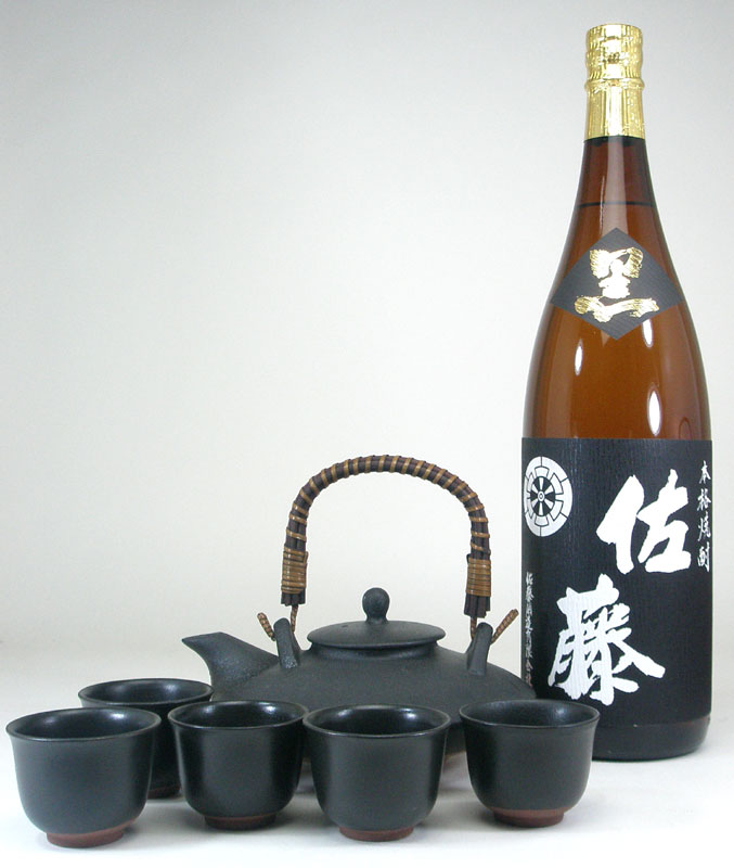 佐藤 芋焼酎 黒千代香セット5客ツル付（本格芋焼酎　佐藤黒　1800ml）