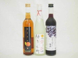 柚子小町+ブルーベリー梅酒+あんずのお酒　500ml×3本