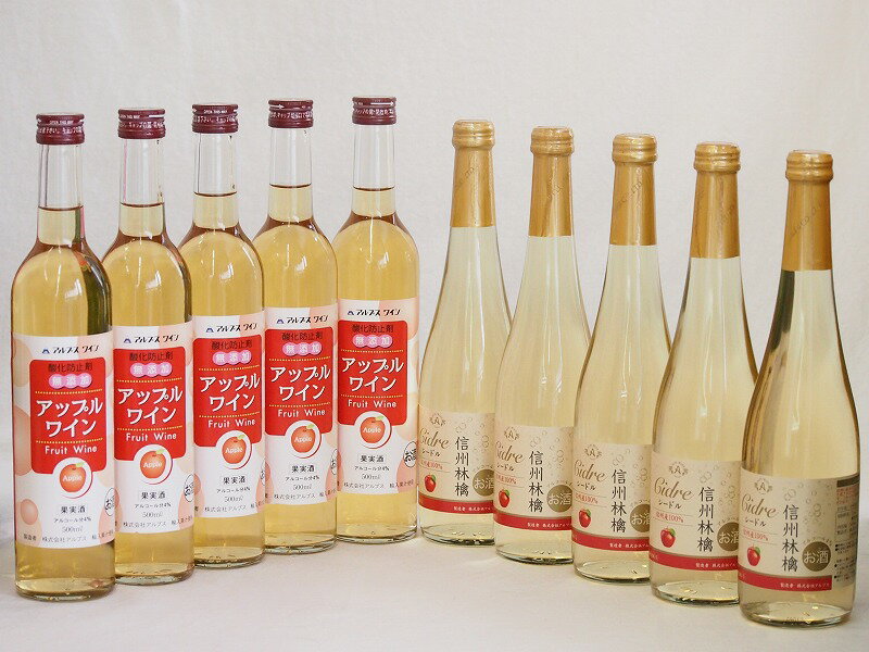 りんごワイン10本セット(信州林檎シードル アップルワイン) 500ml×10本