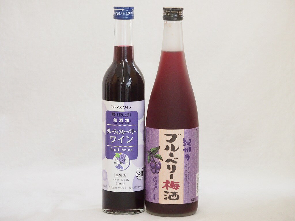 リキュール特集2本セット(グレープ&ブルーベリーワイン 紀州ブルーベリー梅酒) 500ml×1本 720ml×1本リキュール特集2本セット(グレープ&ブルーベリーワイン 紀州ブルーベリー梅酒) 500ml×1本 720ml×1本